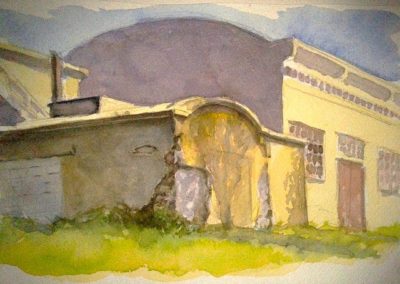 Vestiges du Puit des Combes (la Ricamarie, 42) - aquarelle sur le motif