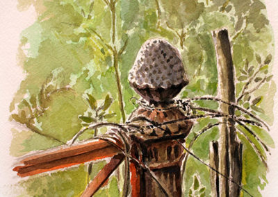 Vieille rambarde de pont de chemin de fer - aquarelle sur le motif
